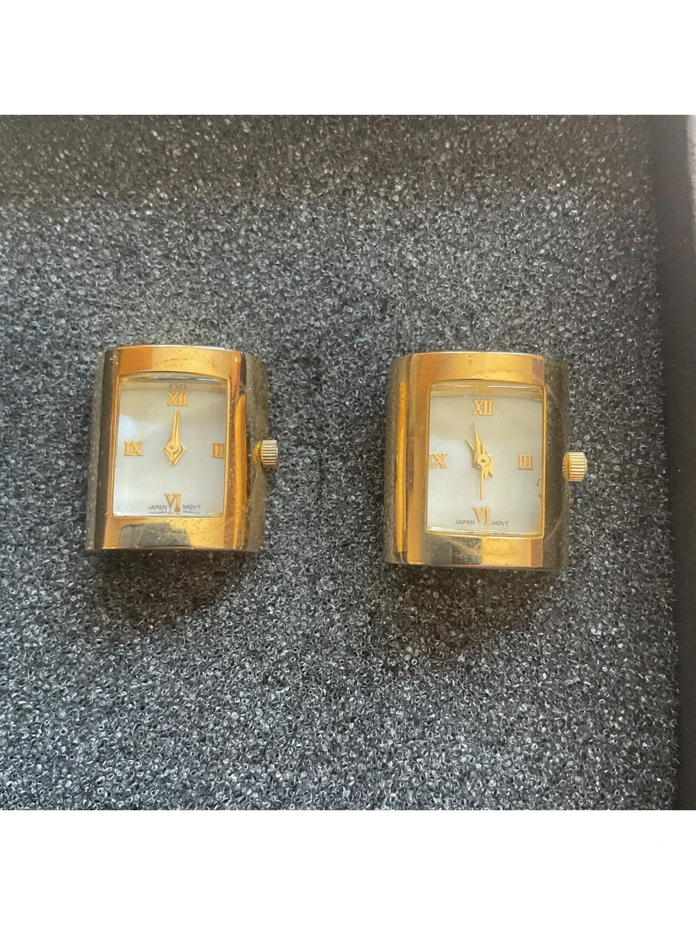 Cool Vintage Cufflink Watches 19mm X 22mm Gold Tone With MOP Dial S2